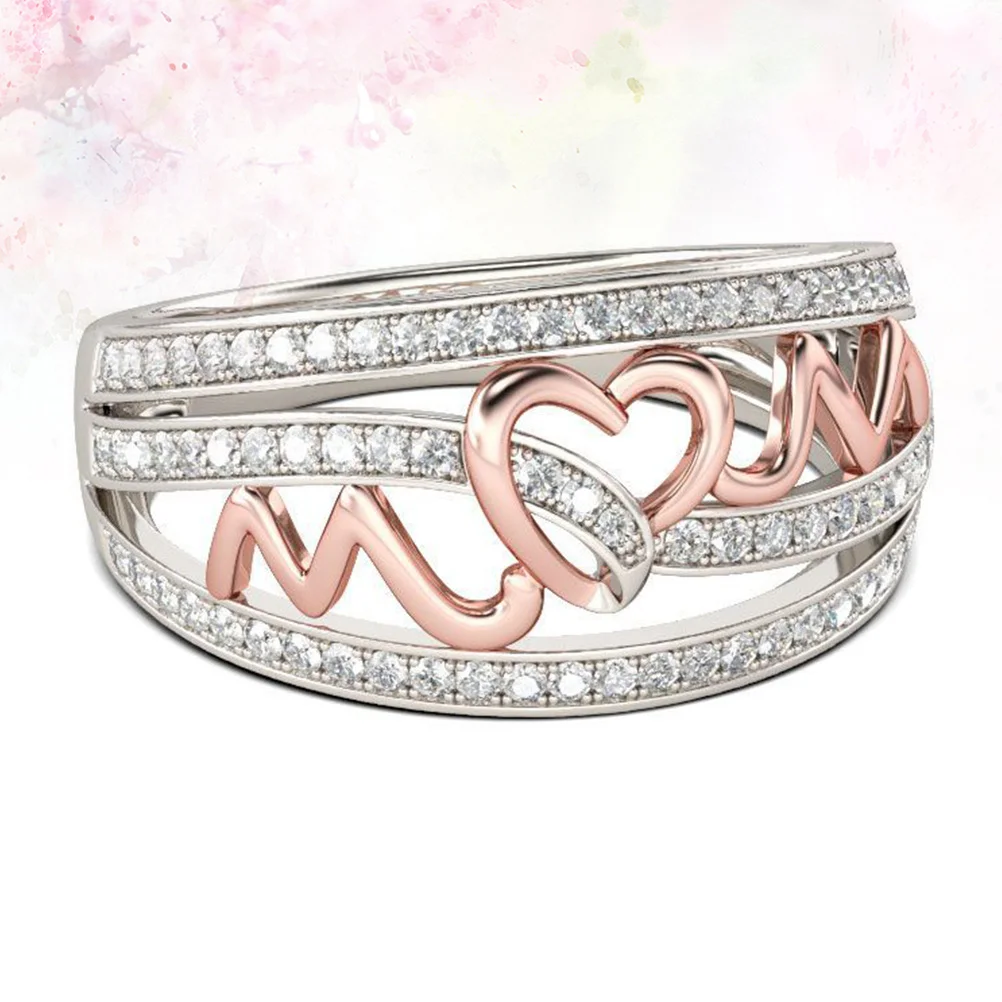 

Fashion Love Heart Shaped Mom Ring Rose Gold Number 10 Style Exquisite Mother Alloy Ring Gift for Women Mom Alloy Rings