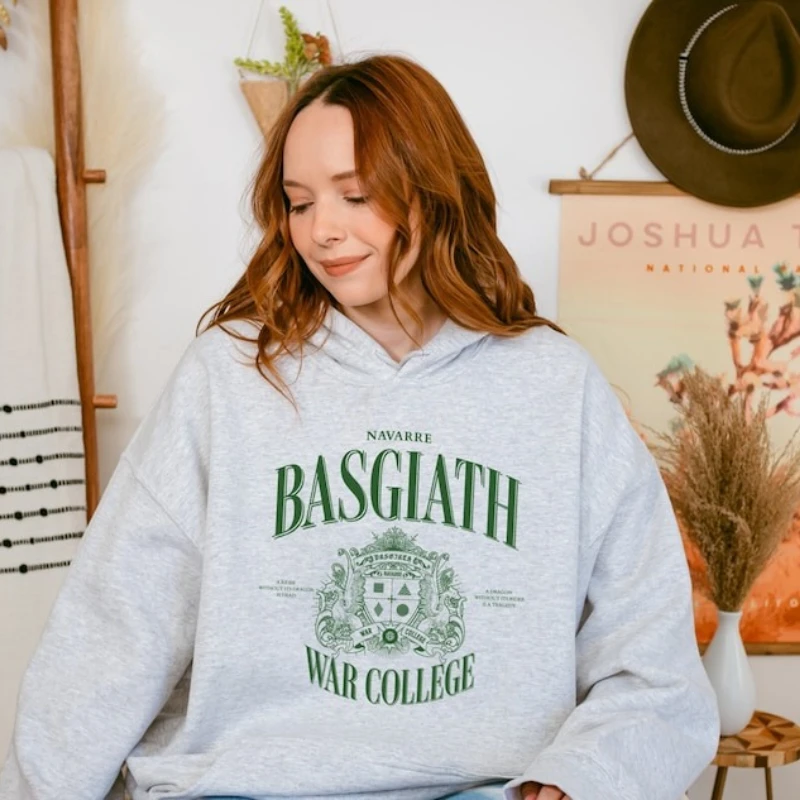 Basgiath War College Hoodie Fourth Wing Hooded Sweatshirt Gift for Book Lovers From Best Friends Soft Winter Thermal Hoodie Tops