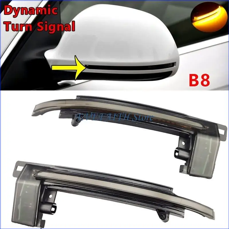 

124B 2x Scroll LED Dynamic Turn Light for A5 B8 Rear View Side Mirror Flashing Repeater