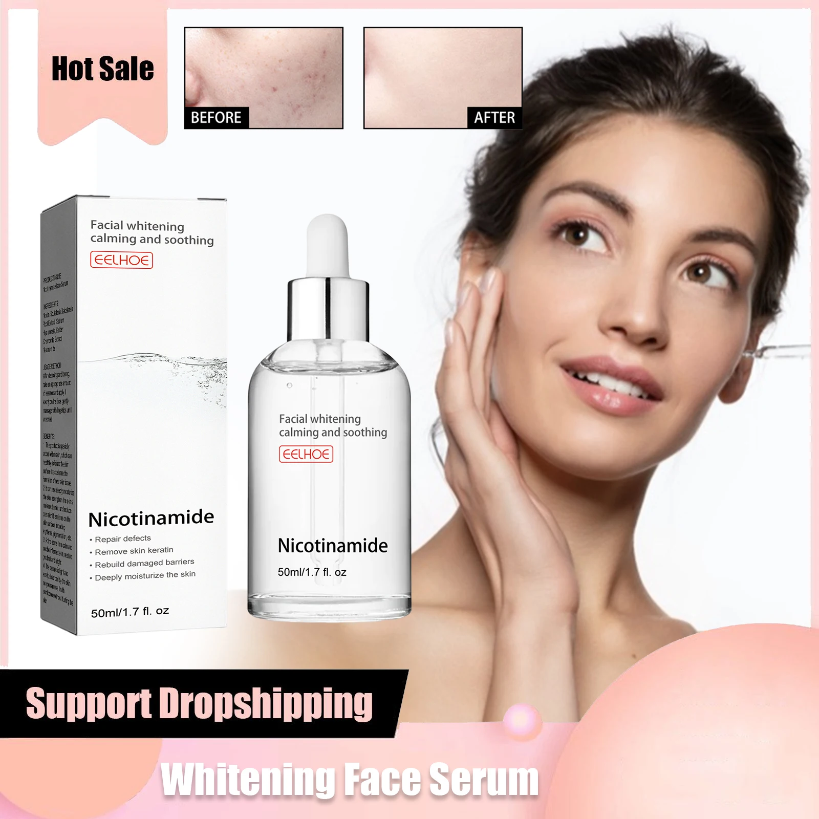 Nicotinamide Serum Effective Whitening Essence Remove Dark Spots Freckle Fade Pigmentation Melasma Correction Brighten Skin Care