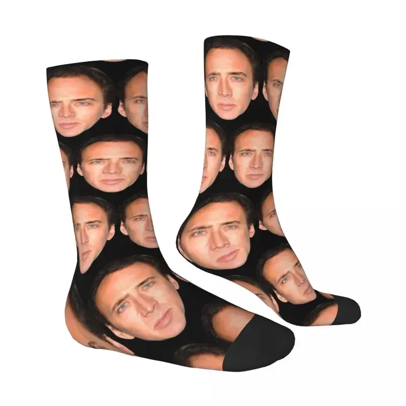 Y2K Funny Nicholas Cage Unisex Cycling 3D Print Happy Socks Street Style Crazy Sock