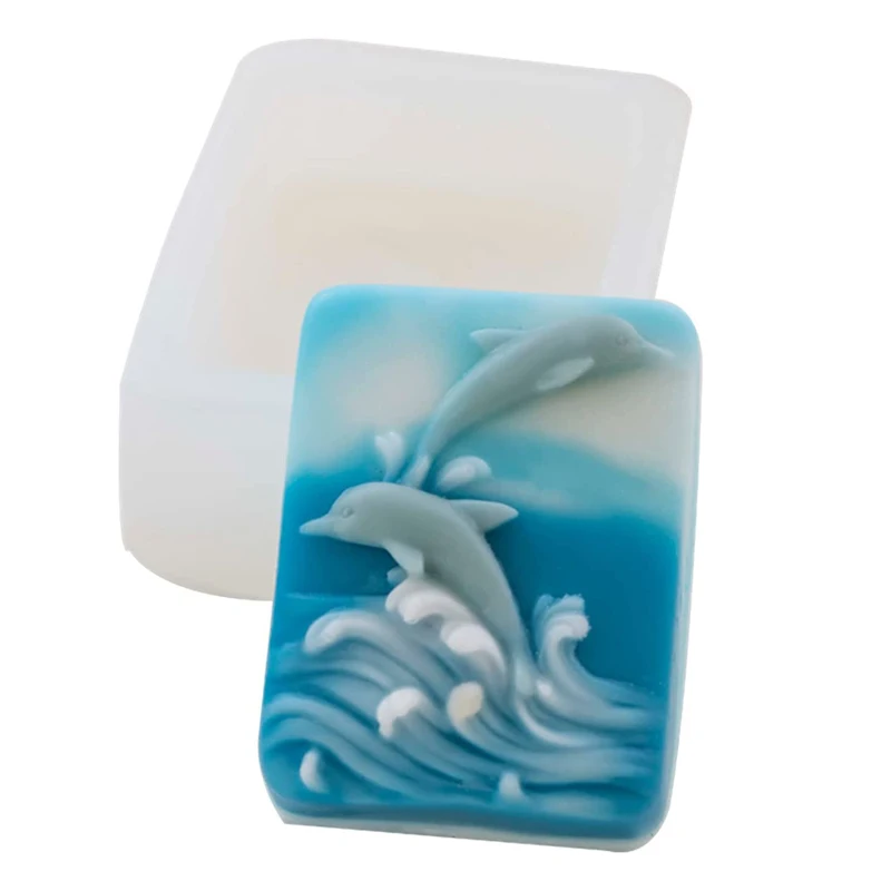 Silicone Soap Mold Dolphin Embossed Handmade Soap Decoration Moulds Silicone Mold for Soap Making