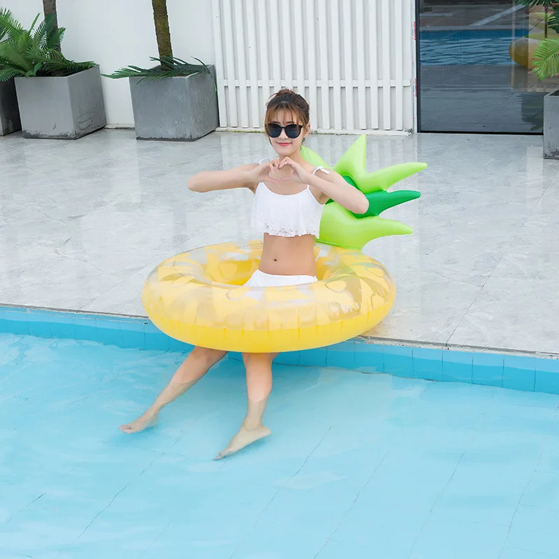 Anello Galleggiante Gonfiabile a Forma di Ananas con Schienale Oversize, Spesso, per Adulti, per Piscina e Spiaggia, Divertimento Estivo