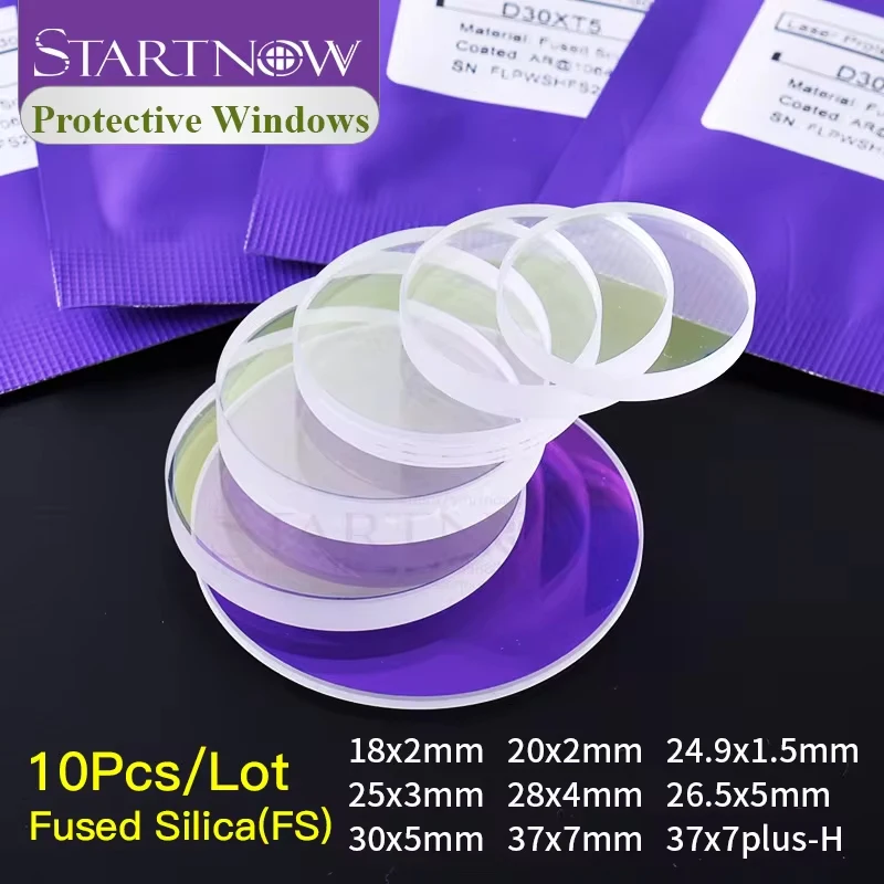 Startnow 10 SZTUK Okulary Ochronne z Włókna Optycznego 27.9*4.1mm 37x7 34x5 do Lasera, Pasujące do Głowic Laserowych Raytools Precitec 4-15KW - Gorąca Sprzedaż