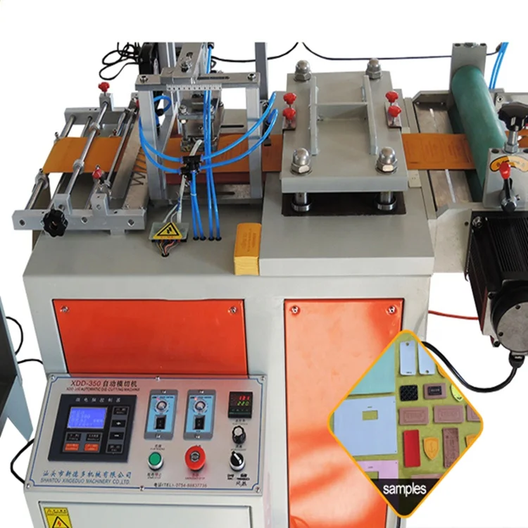 Macchina per stampaggio a caldo e taglio con logo in pelle completamente automatica