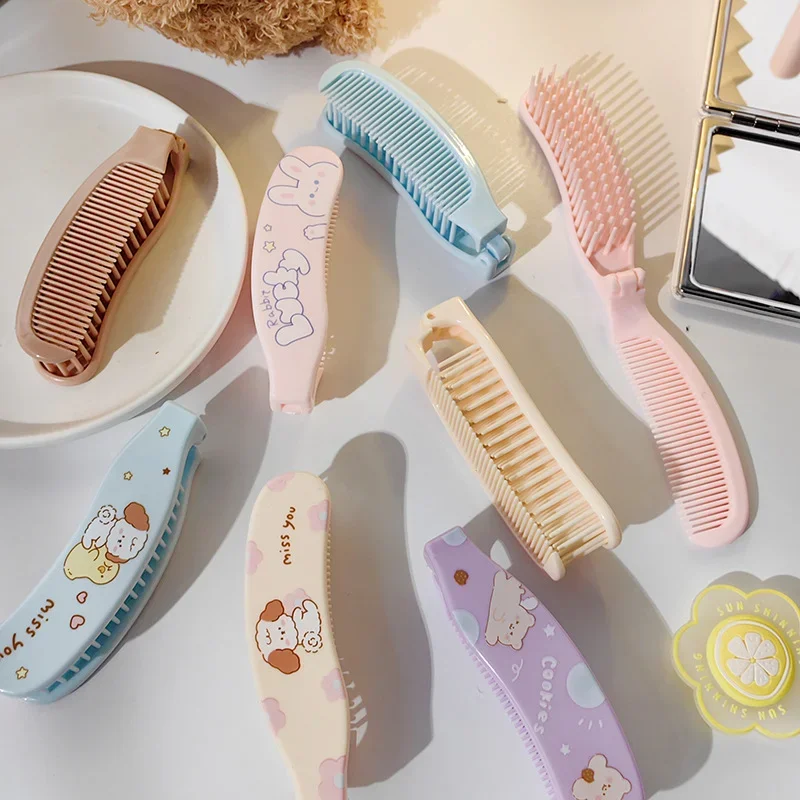 

Cute Cartoon Folding Comb for Baby Girls Bear Rabbit Animal Style Hairbrush Kawaii Children Hair Comb Cheap Stuff