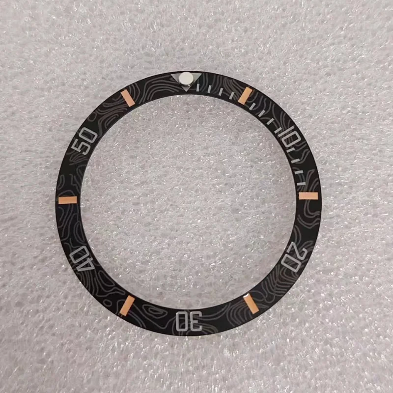 Insert de lunette en céramique biseautée givrée GMT, 38MM x 30.5MM, pour sous-boîtier de 40mm, bague de remplacement pour montre
