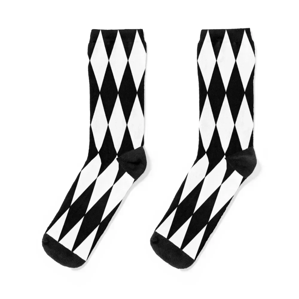 

LARGE BLACK AND WHITE HARLEQUIN- DIAMOND- ARGYLE PATTERN DESIGNED FOR HOME DECOR AND CLOTHING Socks Running Socks Male Women's