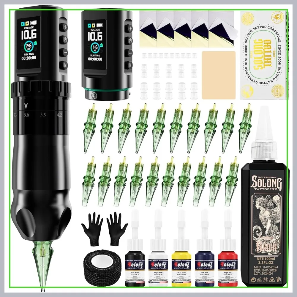 

Rotary Tattoo Pen with 2x 1800mAh Batteries, 7 Stroke Lengths, High Torque Motor & LED Display