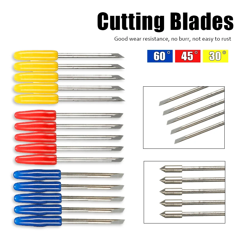 5Pcs 30/45/60 Degree Vinyl Cutter Engraving Machine Blades Cutter Replacement For Graphtec CB09 Vinyl Cutter Plotter Handle