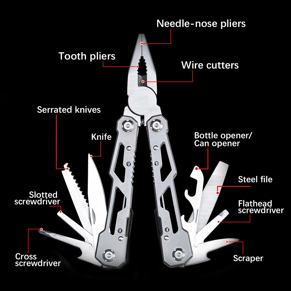 24-in-1 Portable Multi-tool 420 Stainless Steel Multi Pliers Knife Screwdriver For Outdoor Survival Camping Hunting And Hiking