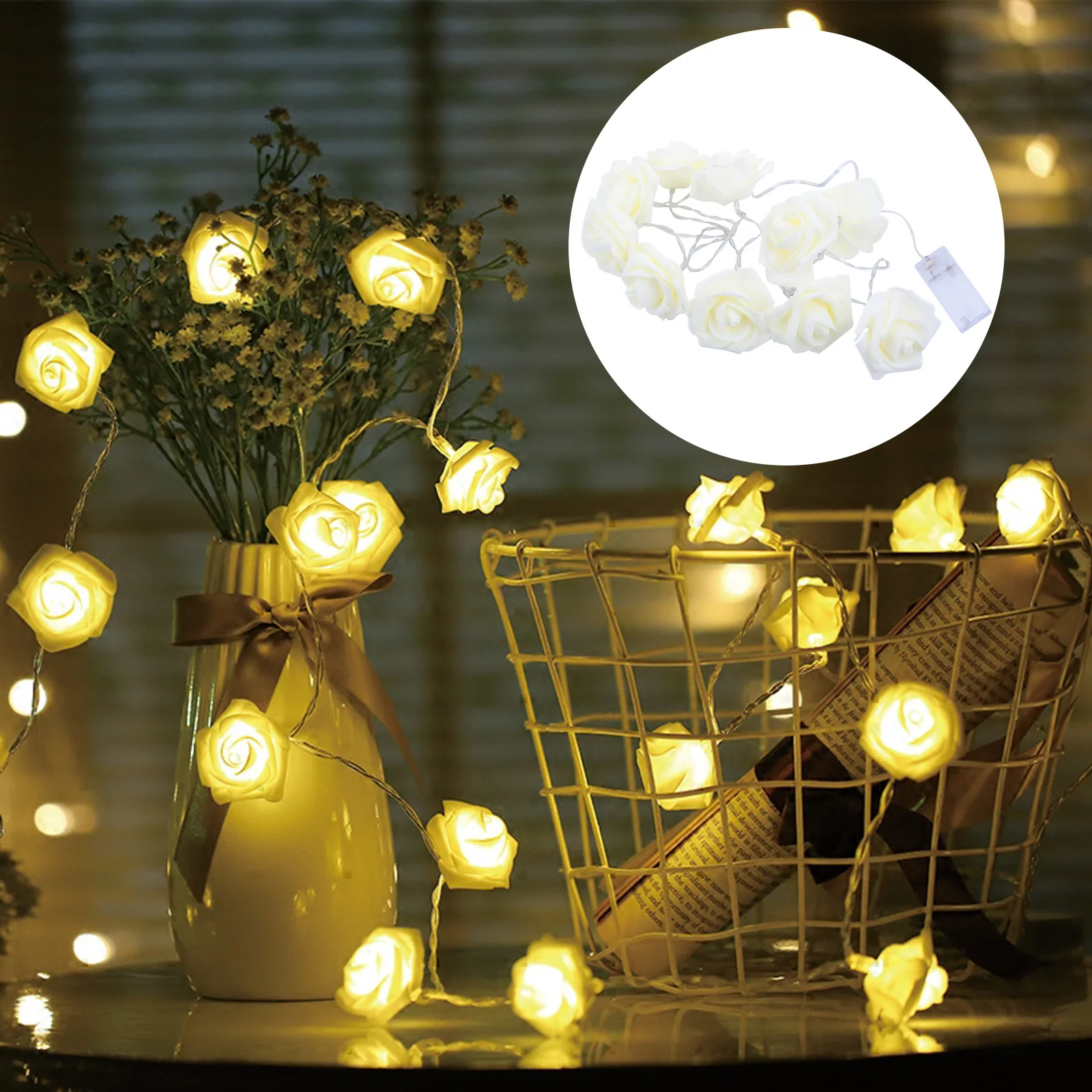 

1pc 1.5M Led For Party Party Christmas Led Rose Xmas String Lights Diy Decoration Xmas String Lights Rose Lamp