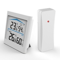 HOT-Baldr Digital LCD Weather Station Indoor Outdoor Trend Hygrometer Thermometer Wireless Remote Sensor Motion(White)