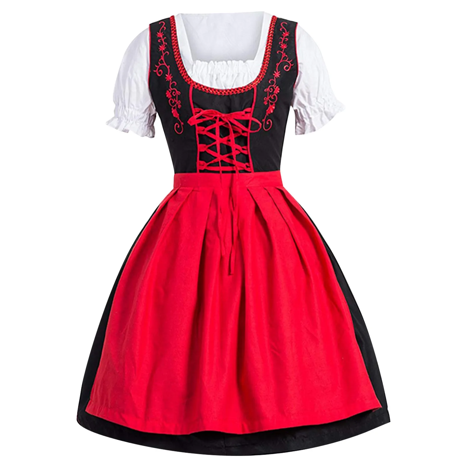 Damska niemiecka sukienka Dirndl Oktoberfest Dirndl zasznurowana sukienka festiwalowa Oktoberfest kostium przebranie na karnawał Party Plus rozmiar sukienki