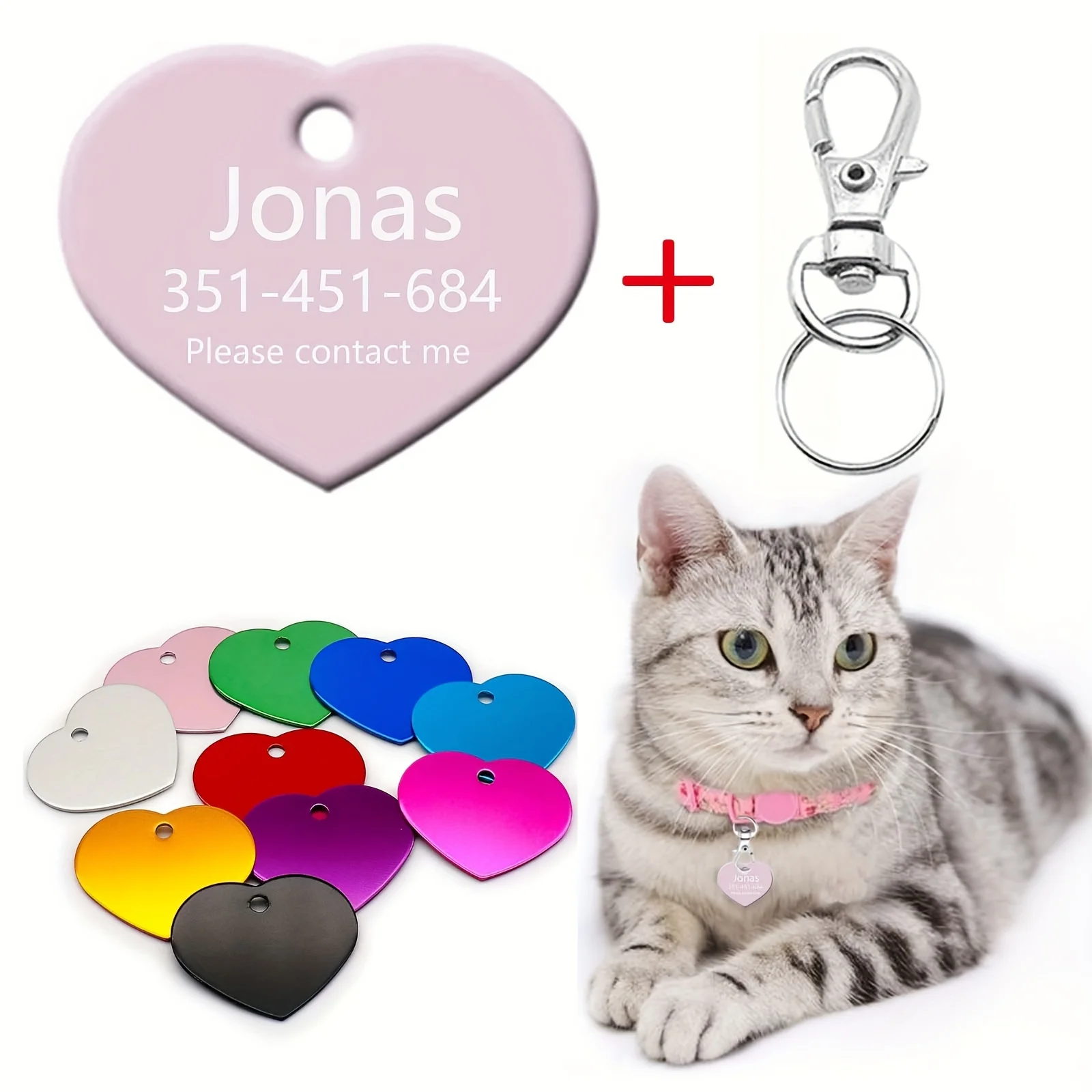 

Personalized Dog ID Tag, Custom Engraved, Stainless Steel Pet Name Tag, Cat Collar Accessory for Small, Medium and Large Cat,