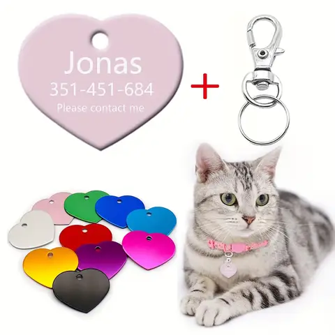 Personalized Dog ID Tag, Custom Engraved, Stainless Steel Pet Name Tag, Cat Collar Accessory for Small, Medium and Large Cat,