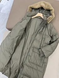 New High Quality Goose Down Jacket Light Warm Versatile Hooded Casual Long Down Jacket For Women