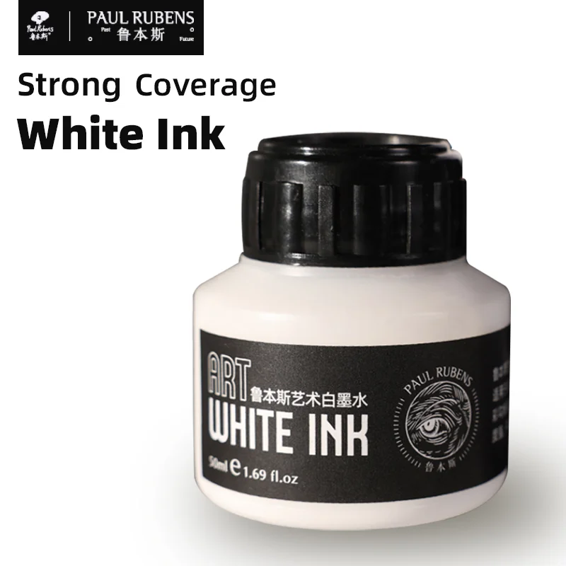 50ML Professional Strong Coverage White Ink High-gloss Watercolor Art Starry Sky Embellishment Blank Paint Correction Pigments