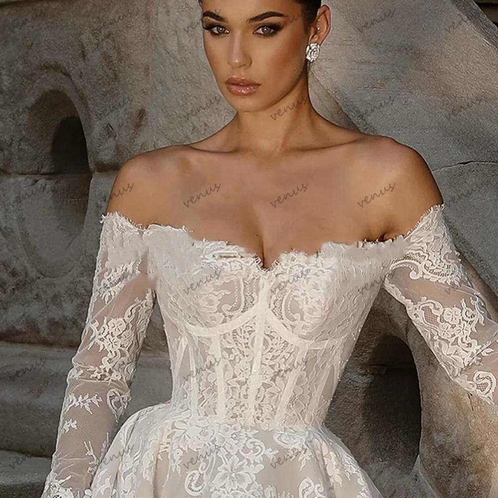 Gorgeous Wedding Dresses Elegant Bridal Gowns Off The Shoulder Robe Full Sleeves A-Line Modern Vestidos De Novia 2025 Customized