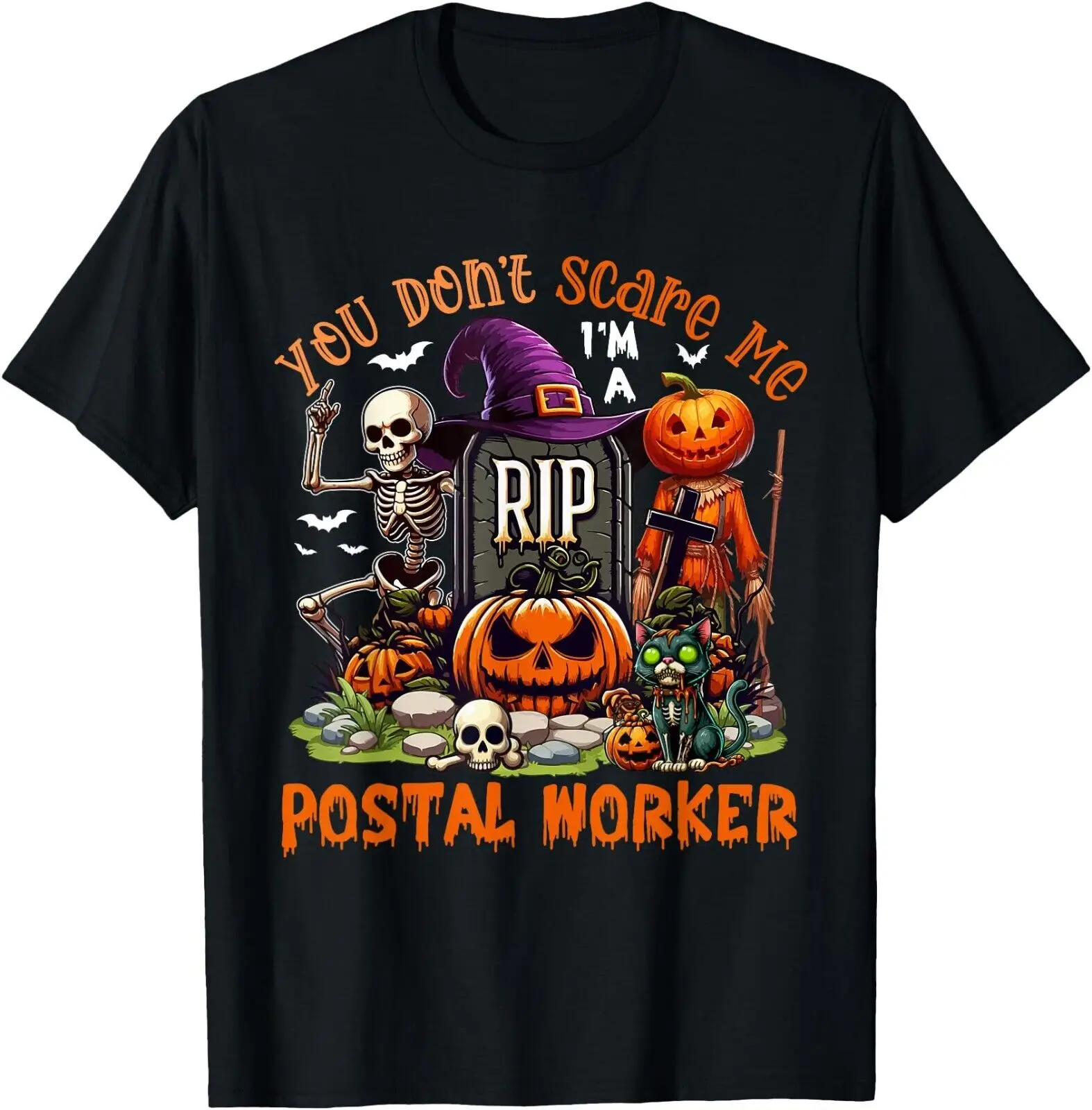 

NEW Don't Scare Me I'm A Postal Worker Halloween Horror Skeleton T-Shirt S-3XL