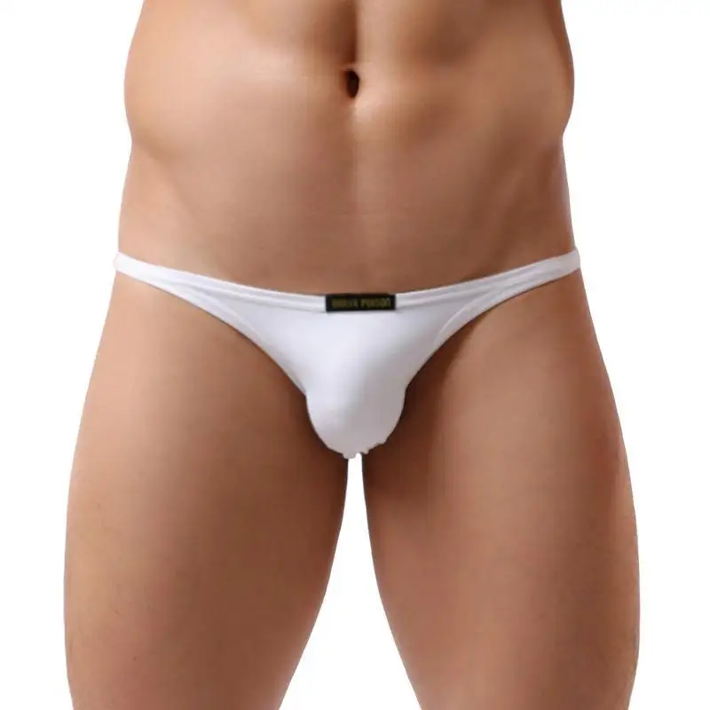 BRAVE PERSON Ice Silk Briefs Cheeky Panties Men Male Enhancer Sexy Pouch Underwear Mens String Bikini U Convex Low Waisted