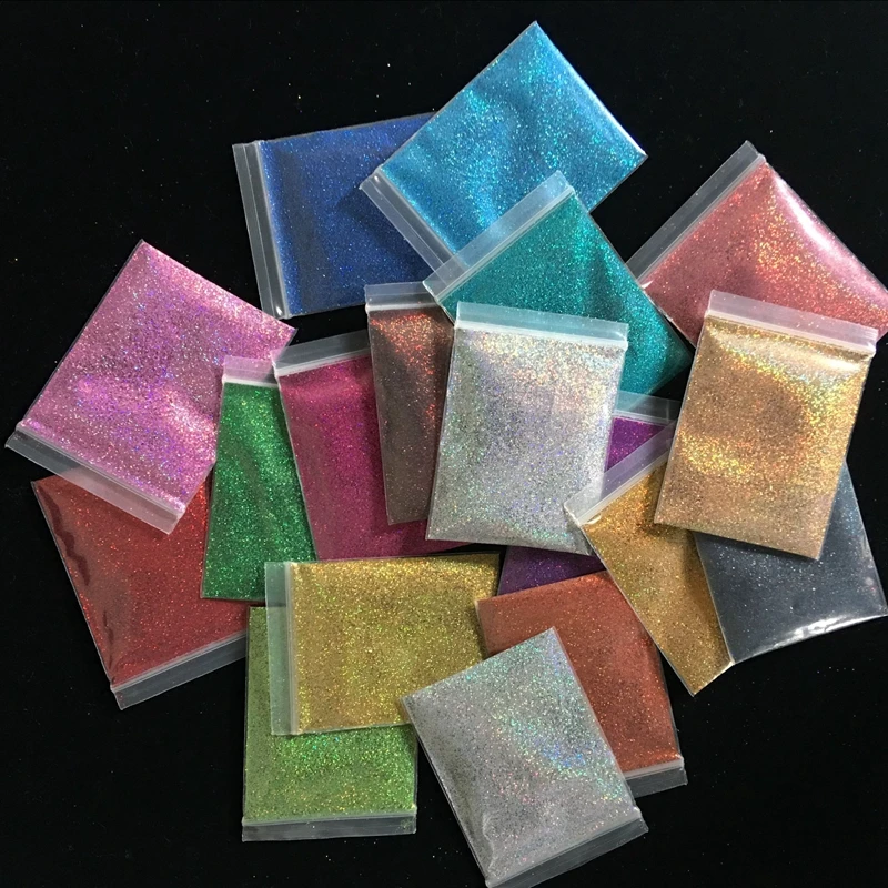 1/128 100g Holografisch Gradiënt Sparkly Dust Glitter Poeder Dazzling SuperHolo Nail Shining Cosmetische Glitter Multi-kleuren 0.2