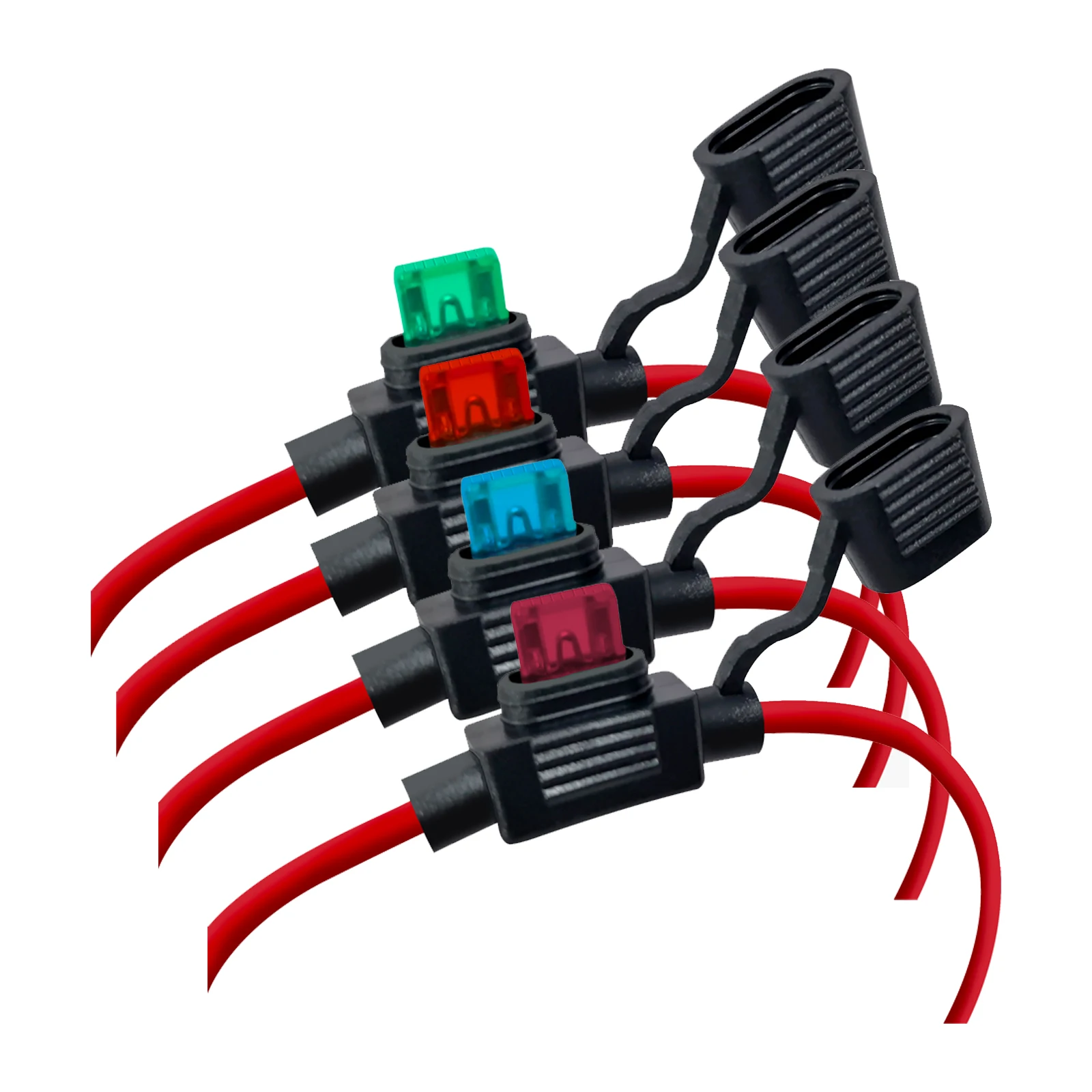 Suporte de fusível em linha de calibre 12/14/16 com mini fusível de lâmina 5a/10a/15a/20a/25a/30a kit de cablagem de painel de interruptor rocker à prova d'água