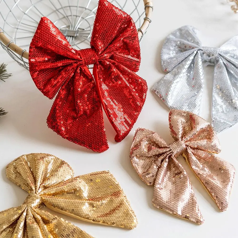 Large Sparkling Glitter Christmas Bow DIY Exquisite Christmas Tree Bowknot Ornaments Cartoon Rustic Merry Christmas Decorations