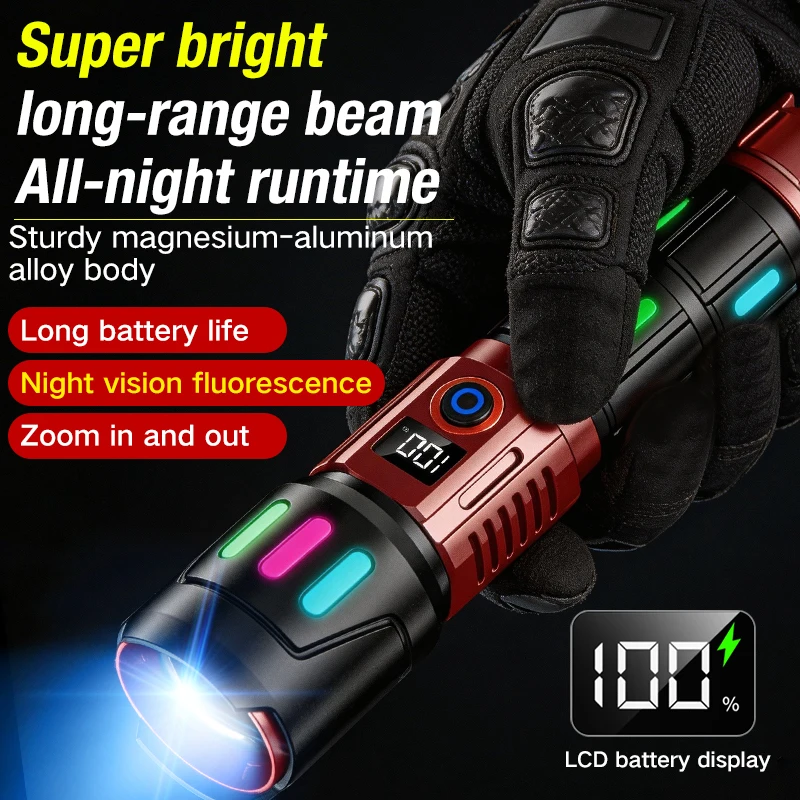 

Strong light flashlight, white laser, super bright charging, multifunctional, ultra long battery life flashlight