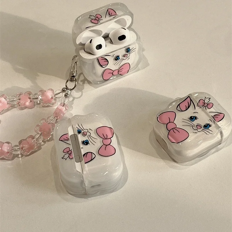 Cartoon Marry Cat Earphone Cover For Apple AirPods 1 2 3 Generation Airpods Pro Wireless Bluetooth Headphone Case With Keyring