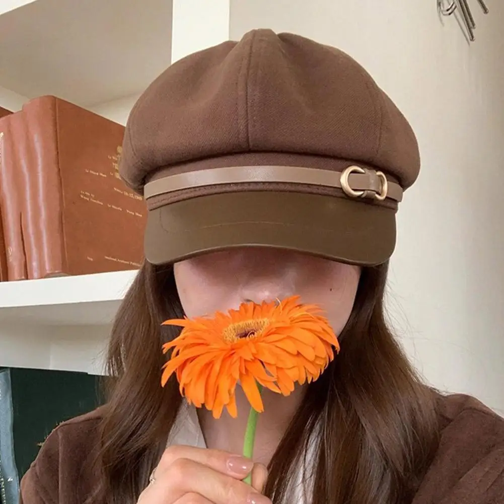 قبعة على الطراز البريطاني القديم للنساء، قبعة موزع الصحف مثمنة متعددة الاستخدامات لمحيط الرأس الكبير قبعة ربيع الخريف