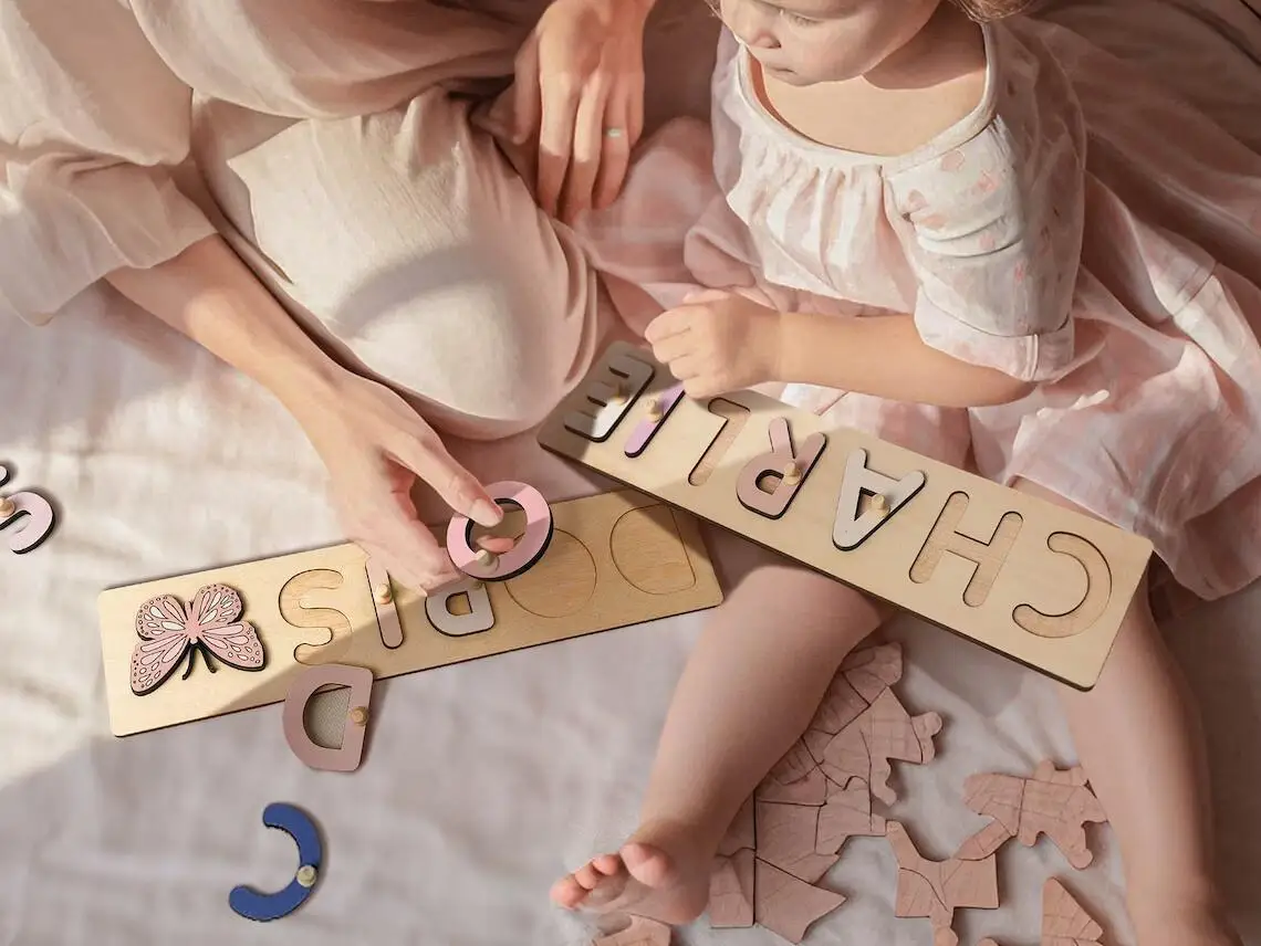 

Wood Board Puzzle Custom Algebraic Wooden Name Puzzle Personalized Preschool Puzzle Toys for Baby Girls Boys,Educational Puzzle