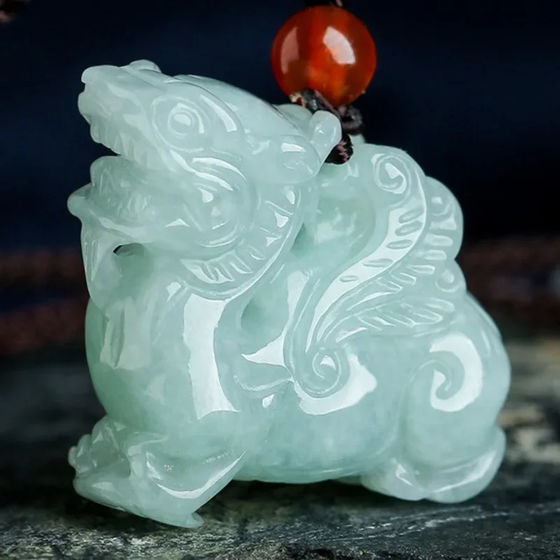 Natural Myanmar Jadeite Piu Xiu Jade Pendant Jewelry Lucky Exorcise evil spirit Auspicious Amulet Pendants Jade Fine Jewelry