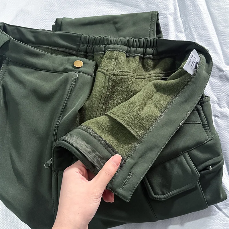 Men's Slim Fit Tactical Work Pants with Multiple Pockets, Windproof and Waterproof, Suitable for Winter Outdoor Hiking Pants