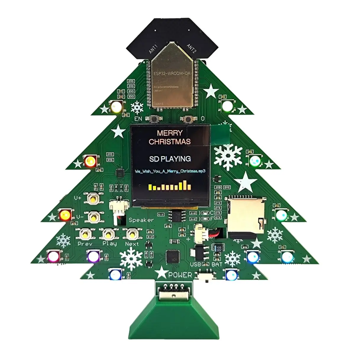 Promotion Music Christmas Tree MP3 Player Bluetooth Speaker --da Development Board 1.54