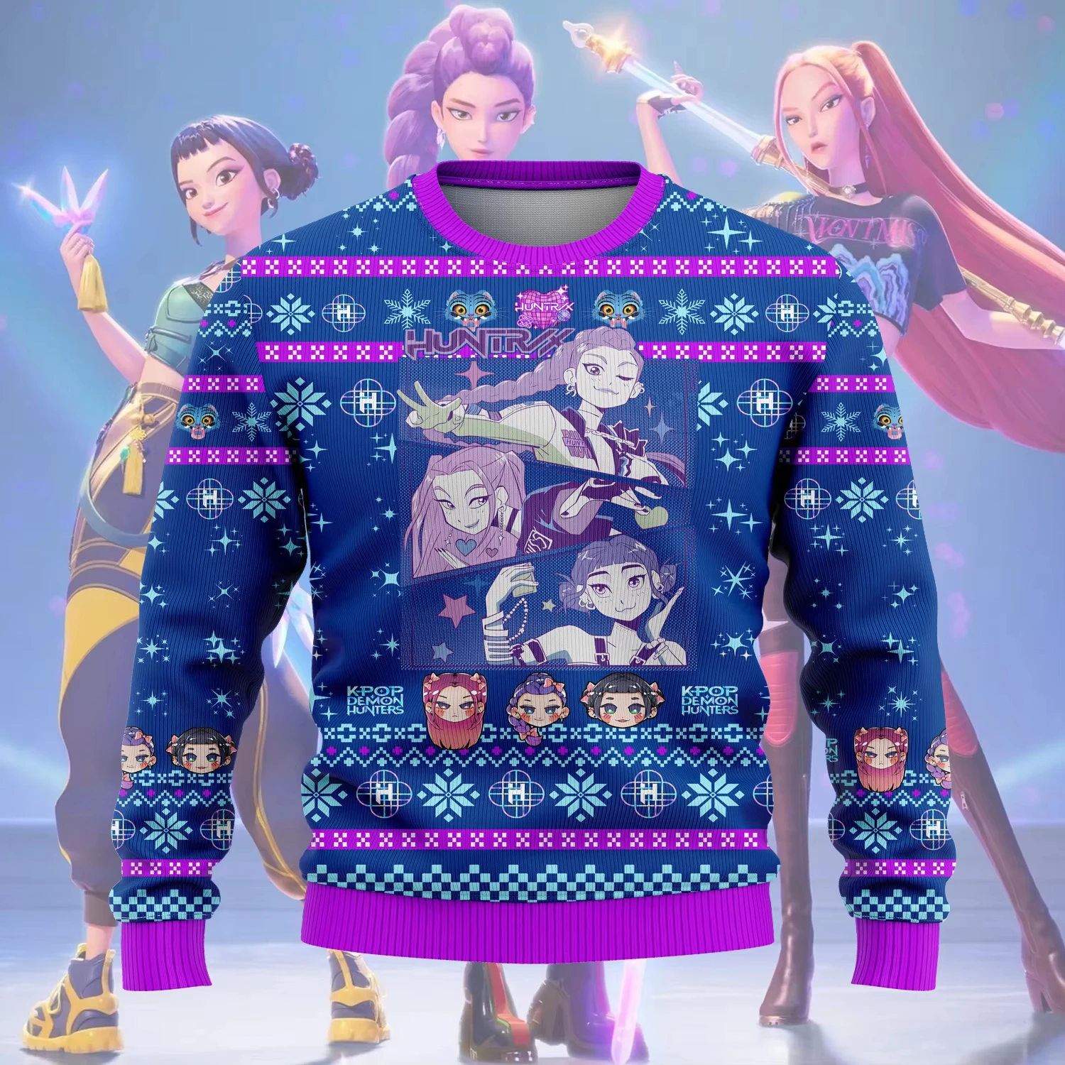 

2025 New KPop Demon Hunters Ugly Christmas Sweater Harajuku Fashion Women Jumper Sweater Rumi Mira Zoey HUNTR/X Sweatshirts