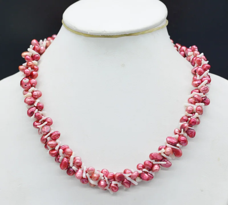 

Exquisite pearl coral necklace. Natural coral. Natural pearl. Pretty lady necklace 19"