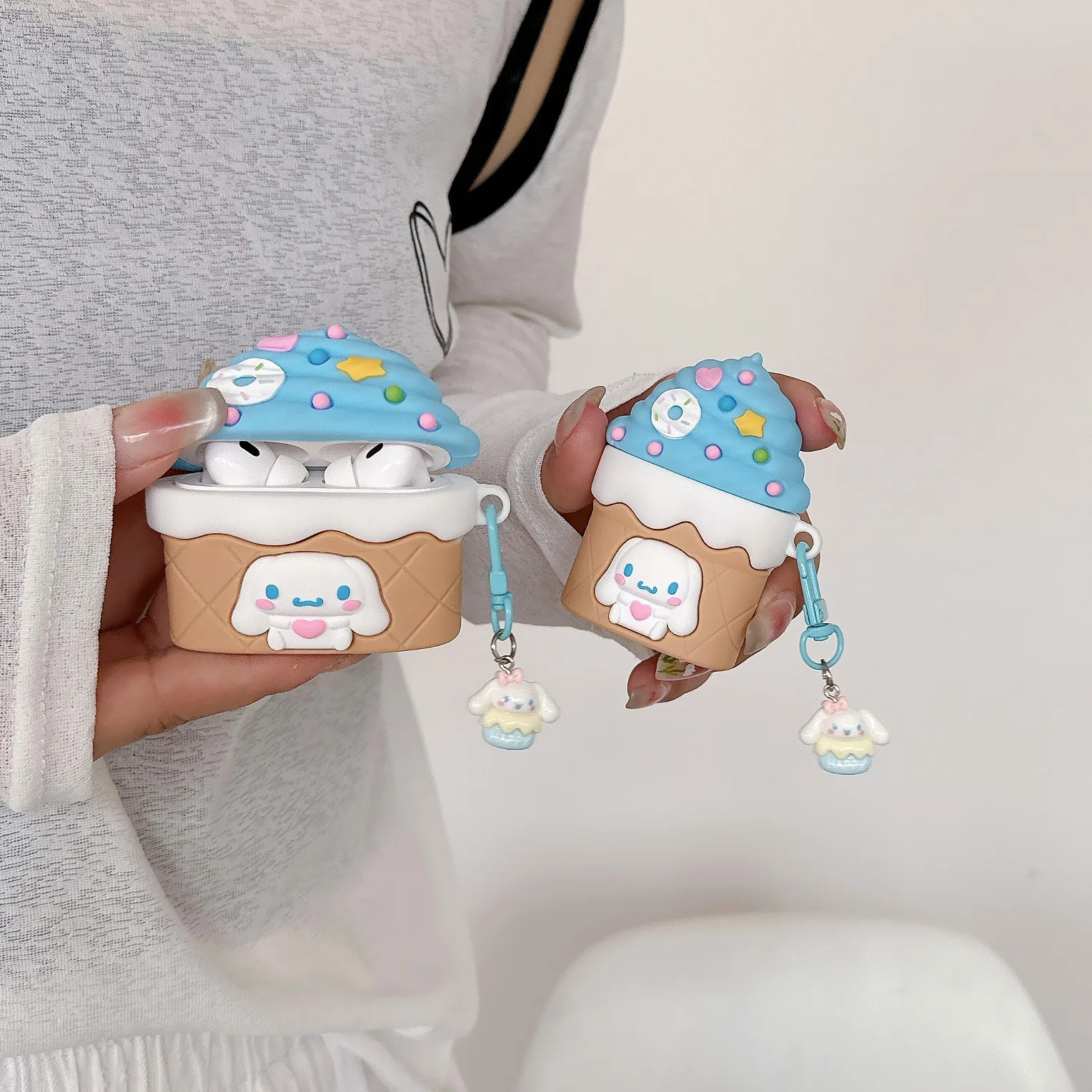 

For Airpods Pro 2 Case,3D Cinnamoroll Dog Case For Airpods Case,Soft Silicone Protective Earphone Cover With Keychain Funda