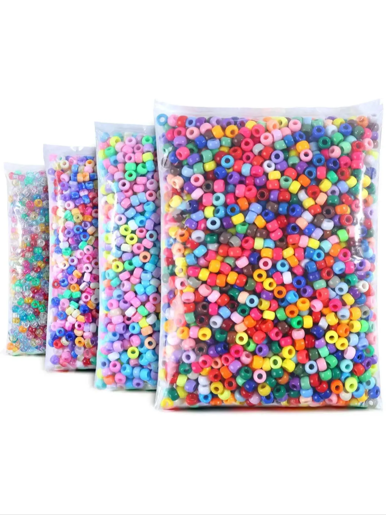 100/200/1850 stuks Pony Beads voor het maken van sieraden, meerkleurige plastic haarparels voor vlechten, kralen voor vriendschapssieraden - afbeelding 2