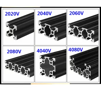 1 pieza de perfil de aluminio con ranura en V, negro, 2020, 2020N1, 2040, 2040N1, 2060, 2080, 4040, 4080, 20100, estándar de la UE, para impresora 3D, marco DIY 6 best sales Perfil de aluminio 4040 - №2