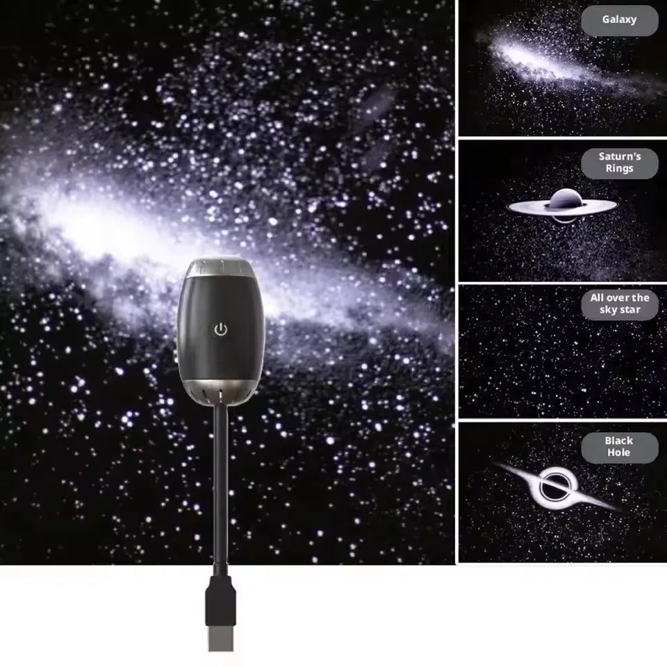 

LED Starry Car Ambient Light USB Adjustable Focus Saturn Galaxy Large Range Projection Romantic Party Interior Decor Light