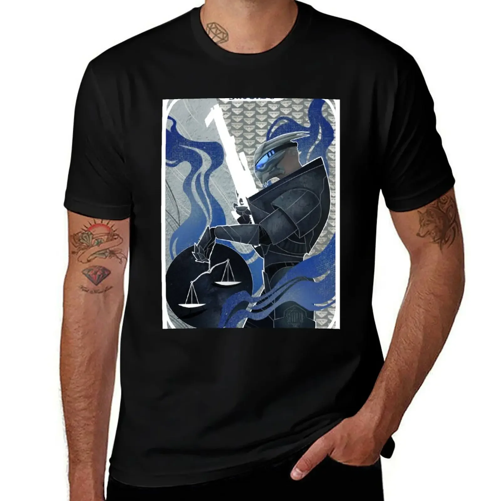 

for tshirt man Garrus Tarot shirts funny t Justice Vakarian man T-Shirt cotton