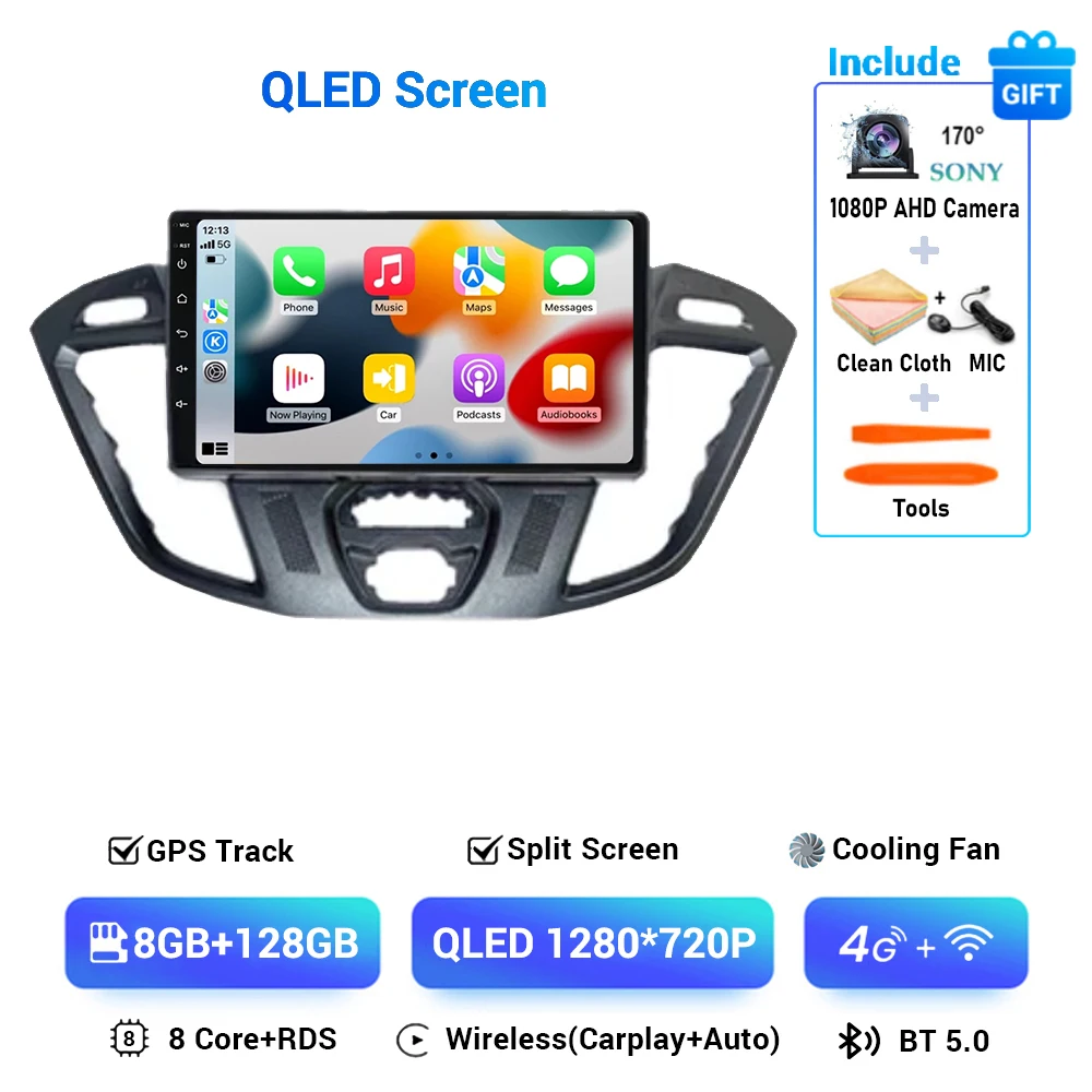 Android 15 Voor Ford Tourneo Custom 1 Ik Transit 2012 - 2021 Autoradio Navigatie Multimedia Gps Auto Carplay Qled scherm - afbeelding 1