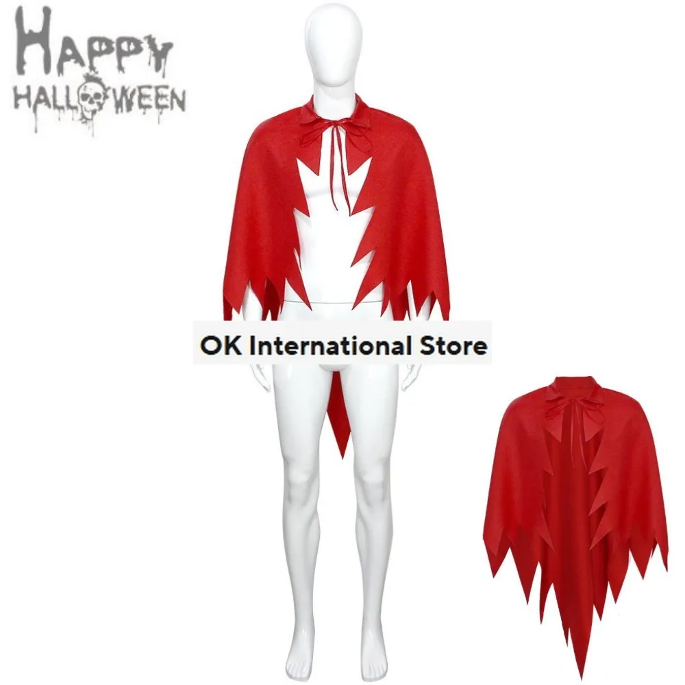 Halloween Cloak Cosplay Costume Irregular Hem Dovetail Style Red Shawl Adult Man Woman Christmas Carnival Suit