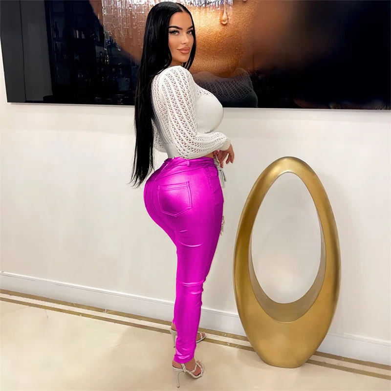 Doyerl Diamonds Love Heart Metallic Trousers Women Pants Y2K Hollow Out Button Fly Club Party Pencil Pants Pantalones De Mujer