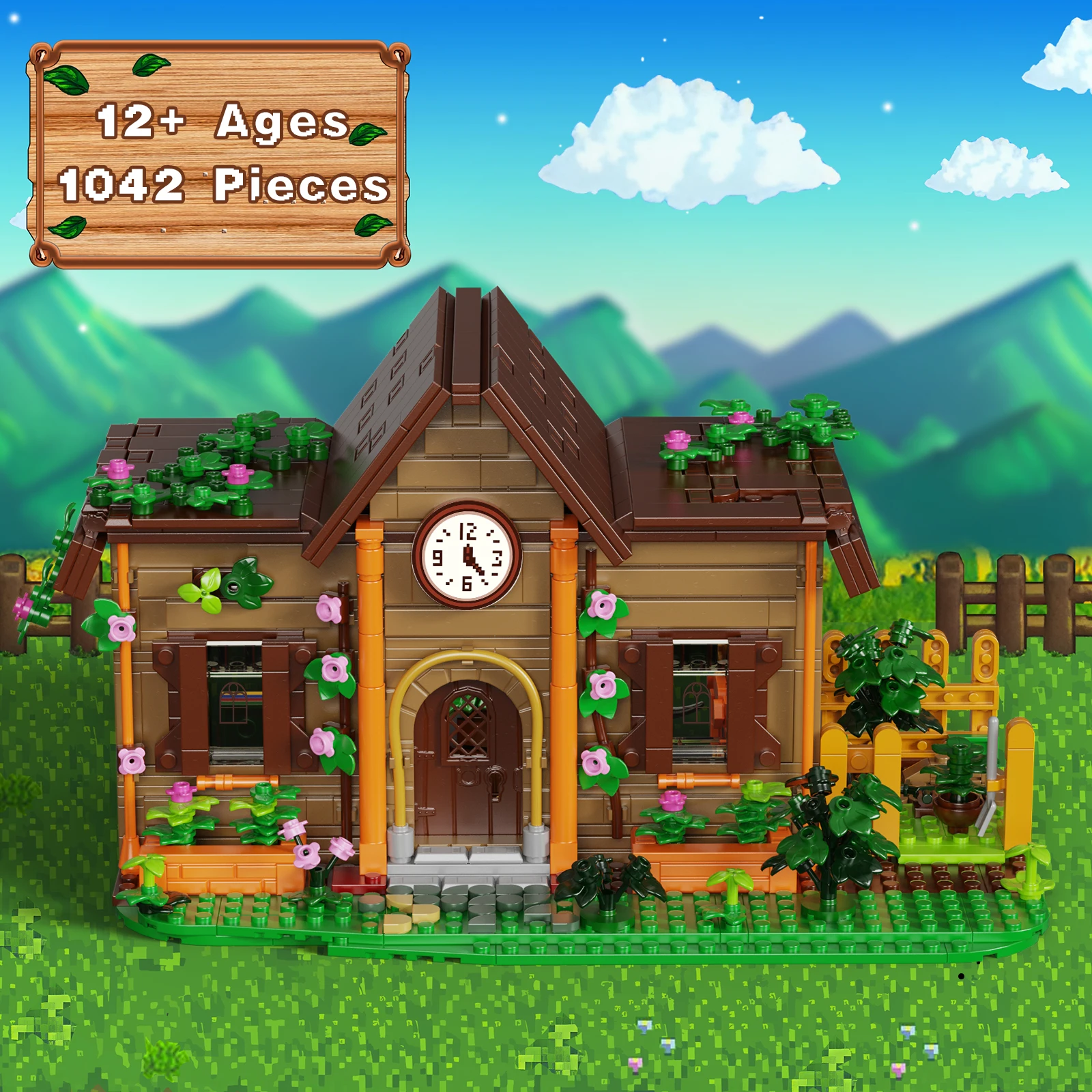 

BuildMOC Stardewed Community Center Valley Building Block Set Flower Farm House Greenhouse Street View Model Kit Gift for Kids