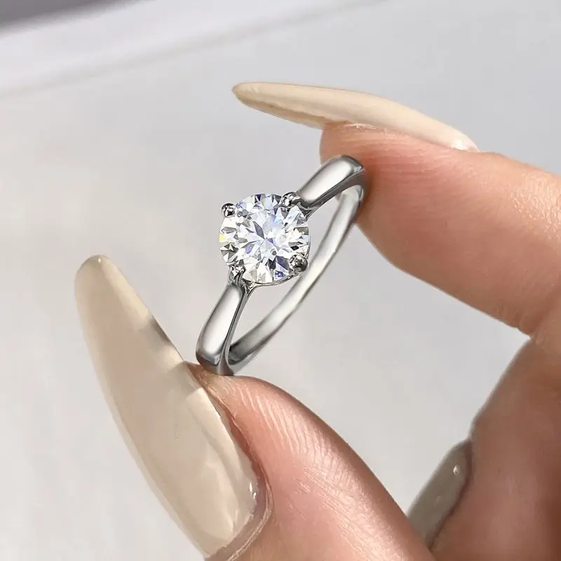 

DWJ 1 CT настоящие муассанитовые бриллианты круглые простые обручальные кольца для женщин настоящее серебро 925 пробы свадебные роскошные ювелирные изделия