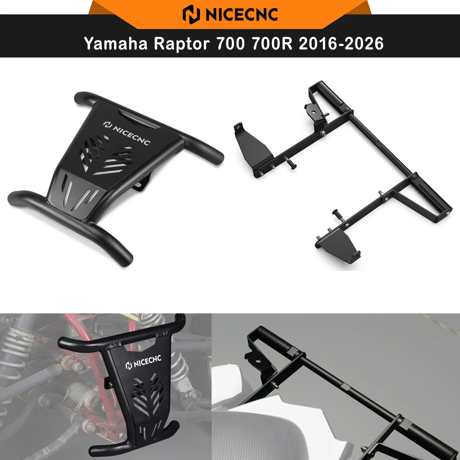 

NICECNC For Yamaha Raptor 700 700R 2016-2026 Front Bumper Rear Grab Bar For YFM700R Aluminum Protector Guard ATV Accessories