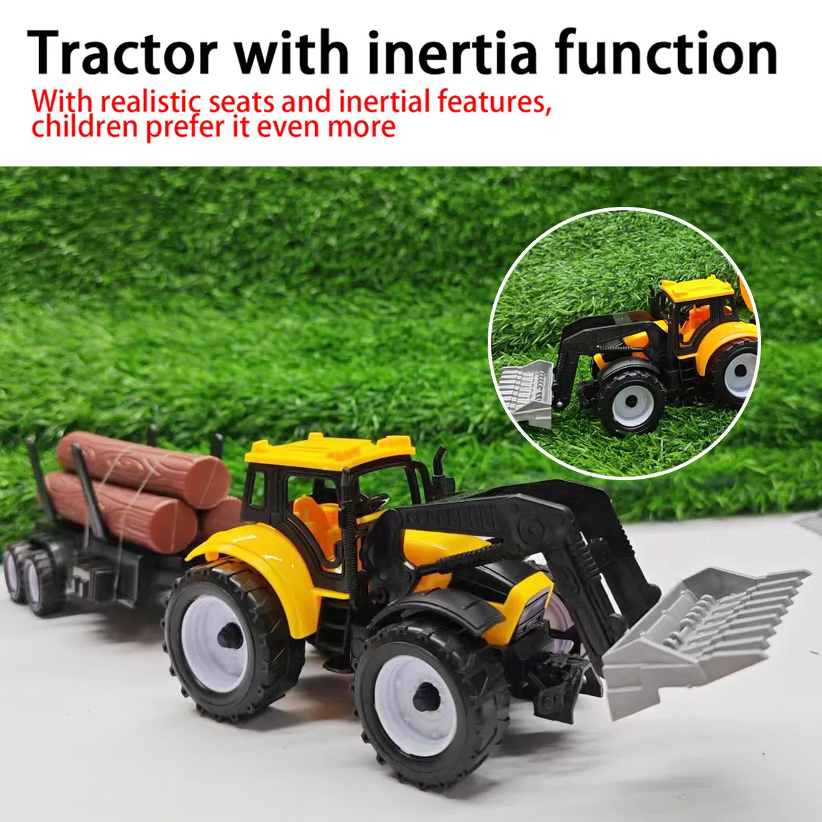 Large kidsren's engineering vehicle toy tractor inertia function tractor with betta farmer car wood car oil tank car boxed boy gift