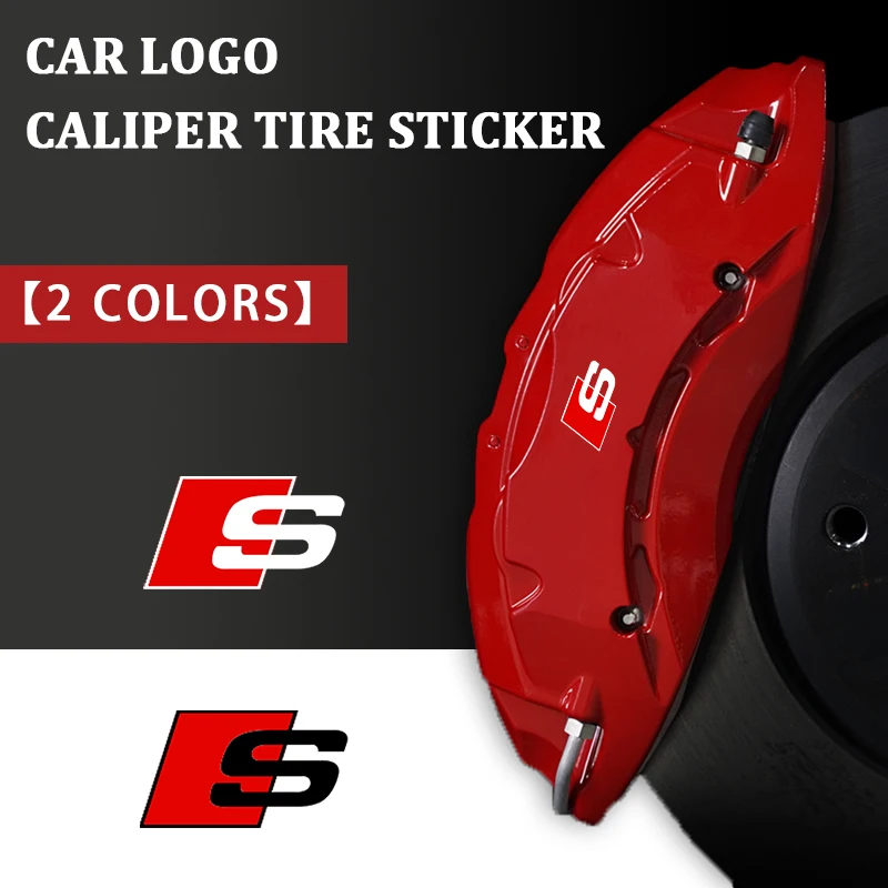 Set of 6pcs Caliper Car Sticker Wheel Hub Sline RS Quattro Ceramic Logo For Audi A3 A4 A5 RS6 RS3 RS4 RS5 RS7 Sport A6 Q3 Q5 Q7